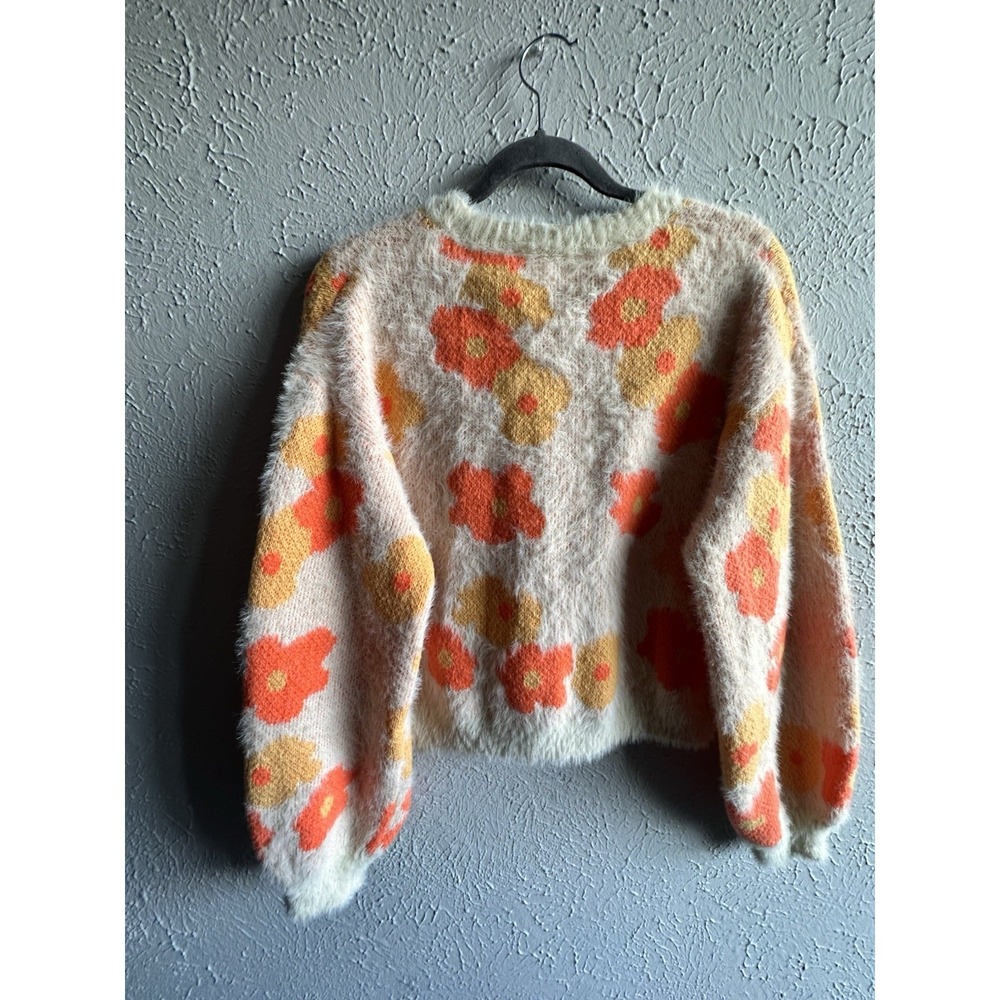 Willow + Root Floral Fuzzy Cardigan Sweater - Talla M - Boho Retro Style. - Picture 8 of 16